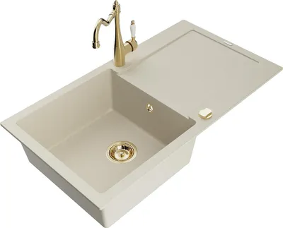 Immagine prodotto di Mexen Leo lavello in granito 1-vasca con scolapiatti e miscelatore cucina Carla, beige - 6501-69-670700-50