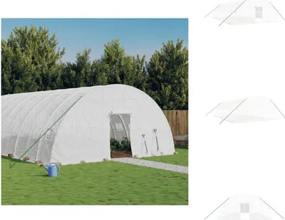 Produktbild von vidaXL Gewächshaus mit Stahlrahmen Weiß 60 m² 10x6x2,85 m -  Gewächshäuser