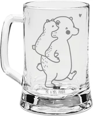 Produktbild von Mr. & Mrs. Panda Krug Papa Bär - Transparent - Geschenk, Vatertag, Bierkrug Glas, Opa, Humpen, Glaskrug Mit Gravur, Seidel, Geburtstag, Vater