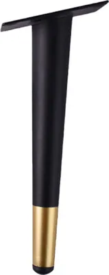 Produktbild von 25 cm hohe, runde, schlanke, konische Sofabeine/Schrankbeine/Couchtischbeine (Ersatzteil), inklusive Befestigungsschrauben, Schwarz & Gold, schräg