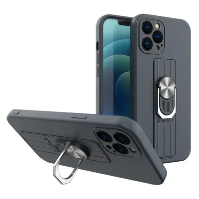 Produktbild von Ring Case Silikonhülle mit Fingerring und Ständer für Samsung Galaxy S22 Ultra blau