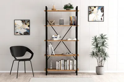 Zdjęcie produktu dla Skye Decor, Nero Elit, regały na książki, sosna atlantycka, 90 x 180 x 33,5 cm