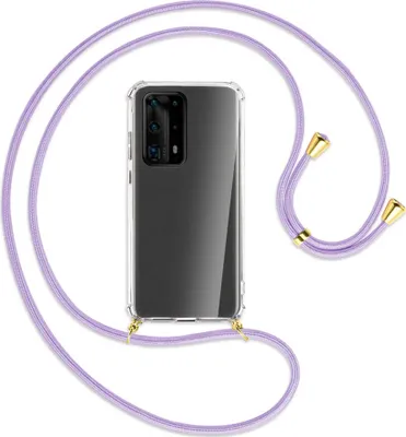 Produktbild von Handykette Backcover-Schutzhülle mit Band (Metall goldfarben) für Huawei P40 Pro Plus - violett