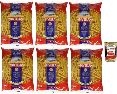 Produktbild von Divella Pasta 100% Italienisch Ziti Tagliati 33, Nudeln aus Hartweizengrieß, Kochen 8 Minuten 6x 500g + Italian Gourmet polpa 400g