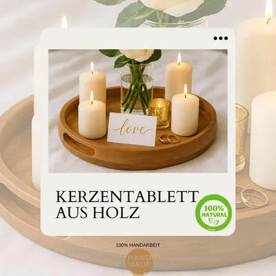 Produktbild von Marrakesch Boho Deko Tablett Serviertablett rund aus Holz 25 cm | Servierplatte Kahaya als Dekorative Tischdeko für Küche und Wohnzimmer | Vintage Frühstückstablett natürlich für Schlafzimmer