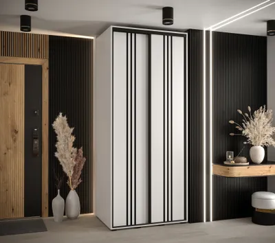 Produktbild von Kleiderschrank YVONA 6 - 110/60 cm, weiß/schwarz