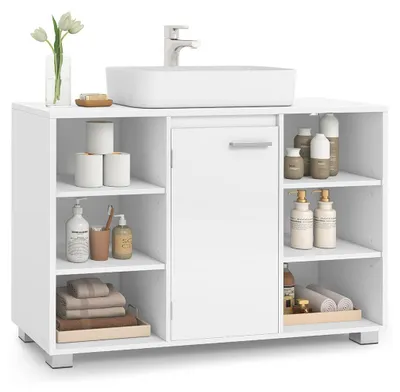 Produktbild von Weißer Waschbeckenunterschrank – Badezimmeraufbewahrung – Holzspanplatte – 30 x 90 x 60 cm