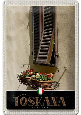 Produktbild von Blechschild Reise 20x30cm Toskana Italien Gebäude Blumen