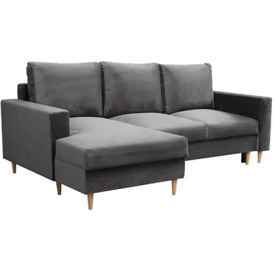 Produktbild von Ecksofa DAVE L-Form 230 cm, Grau, Sofa mit Schlaffunktion, Bettkasten, Ottomane links