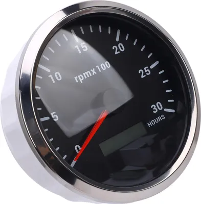 Immagine prodotto di Tachimetro da 110 mm 4-3/8 pollici, retroilluminazione a 7 colori, DC 9-32 V, 3000 giri/min, strumento di misura con contaore per auto, yacht, camper, barche, camion, quadrante nero, lunetta argentata CXA003