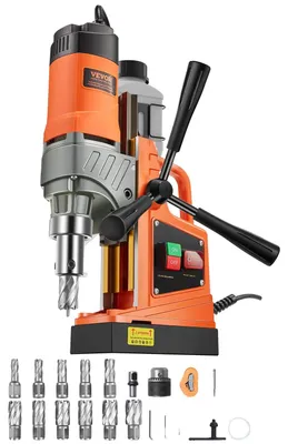 Obrázek produktu pro Profesionální magnetická vrtačka VEVOR, magnetická síla 12 500 N, výkon 1 450 W, vhodná pro stavbu lodí, mostů atd., oranžová