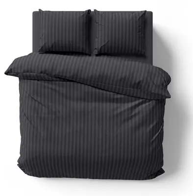 Produktbild von Bettwäsche 200x200 cm Streifen gestreift schwarz Damast Microfaser