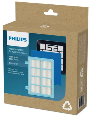 Produktbild von Philips Original Ersatzfilterset für PowerPro Compact & Active Bodenstaubsauger, blau/weiß (FC8010/02)