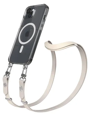 Produktbild von EAZY CASE MagSafe Handyhülle mit Crossbody Handykette für Apple iPhone 15, Magnetisches Band, 1-1,90m verstellbar in Beige