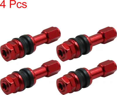Image de 4pcs Rouge Alliage aluminium Sans tube Valve tige roue pneus voiture