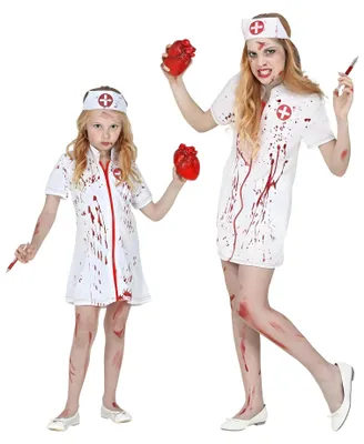 Productafbeelding van Zombie-verpleegster kinderkostuum, maat 128