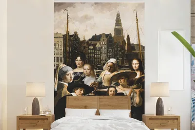 Produktbild von MuchoWow® Fototapete für Wohnzimmer oder Schlafzimmer Wandtapete Vinyl Motivtapete Malerei - Alte Meister - Collage - 225x350 cm - Schlafzimmer tapete