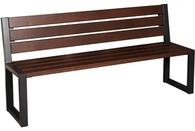 Produktbild von Gartenbank Holz Metall 180 cm mit Lehne - Moderne Bank - Erlenholz & Stahl - Wetterfest UV-beständig - Gartenmöbel-Sets - für 3 Personen - Palisander