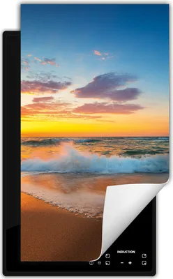 Produktbild von DarHaus Herdabdeckplatte 1 teilig 30x52 cm Anti Rutsch Matte Aufrollbar, Sonne - Meer