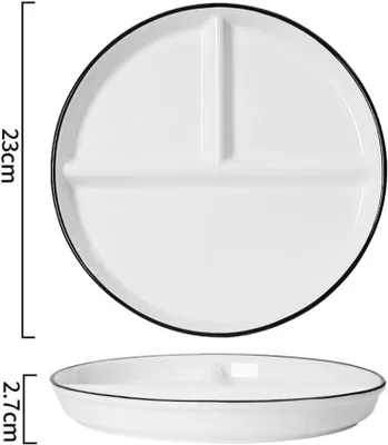 Zdjęcie produktu dla Talerz obiadowy z 3 przegródkami, porcelan, 23 x 23 x 2,7 cm, do zdrowego jedzenia