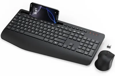 Obrázek produktu pro Bezdrátová sada klávesnice a myši, ergonomická klávesnice standardní velikosti s opěrkou zápěstí