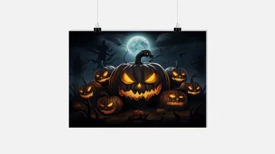 Zdjęcie produktu dla Plakat Halloween - Plakat Dynia - Plakat Las - Plakat Upiorny - Plakat Fantasy - 91x61cm - Idealny do oprawienia w ramkę