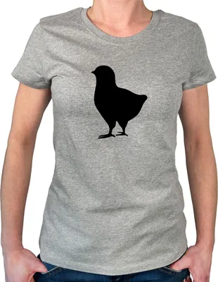 Produktbild von Huuraa Damen T-Shirt Küken Silhouette M Sport Grey Bio Baumwolle Fairtrade Damenshirt Geschenkidee