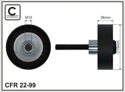 Produktbild von CAFFARO 22-99 Umlenkrolle Keilrippenriemen 76mm für VW GOLF VI (5K1) Golf V Schrägheck (1K1) POLO (9N) Polo Schrägheck (6R1, 6C1) TOURAN (1T1, 1T2)