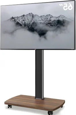 Immagine prodotto di Supporto in legno per TV con rotelle, per televisori da 32-65 pollici, regolazione in altezza, rotazione, max. 40 kg, VESA 400x400 mm, nero