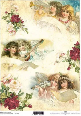 Immagine prodotto di ITD carta di riso decoupage carta artigianale tecnica tovagliolo di carta morbida, angelo R1302