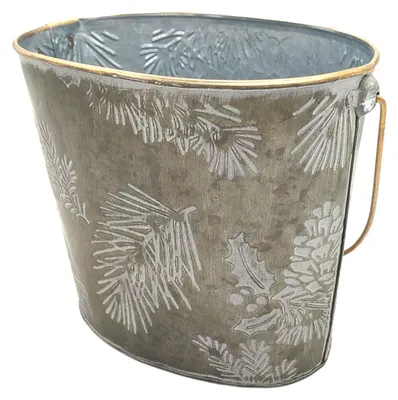 Image de Cache-pot en métal Hiver ovale Pot de fleurs Jardin Noël