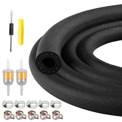 Productafbeelding van 8 mm brandstofleidingkit met schroevendraaier, 10 klemmen en 2 filters