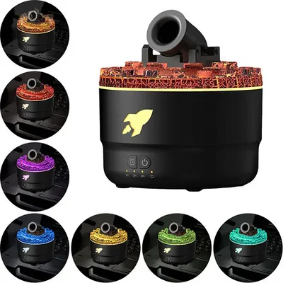 Produktbild von Luftbefeuchter, Aromatherapie-Luftbefeuchter, Kanonen-Luftbefeuchter, leiser Diffusor, Heim-Desktop-Luftbefeuchter mit buntem LED-Licht, Schwarz