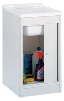 Immagine prodotto di Mobile lavatoio in resina con anta scorrevole e struttura in PVC