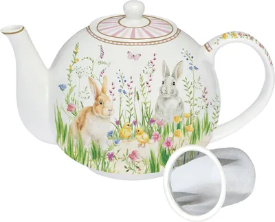 Produktbild von Happy Easter Tee-Kanne mit Deckel & Teesieb Ostern bunt farbenfroh loser Tee