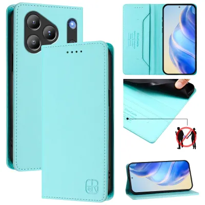 Produktbild von Lederhülle für Blackview Wave 7C Hülle Flip Brieftasche Kartenfächern Ständer Schutzhülle Türkis