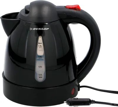 Obrázek produktu pro Dunlop Travel Kettle 24V Black, 0,8 l - Přenosná konvice se zástrčkou zapalovače cigaret - Tepelná ochrana a ochrana proti chodu nasucho