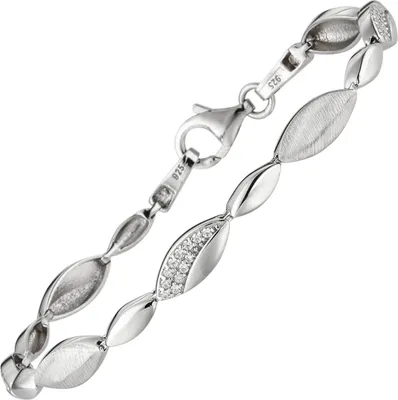 Produktbild von Armband aus 925 Silber mit 36 Zirkonia 19cm Armschmuck Armkette matt-glänzend