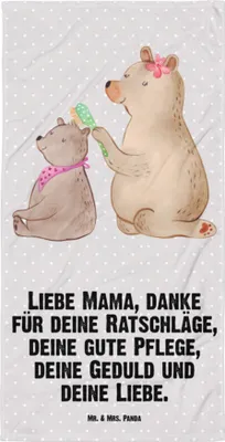 Produktbild von Mr. & Mrs. Panda Handtuch Bär Kind - Grau Pastell - Geschenk, Strandtuch, Mutti, Badehandtuch, Mama, Familie, Muttertag, Duschhandtuch, Strandlaken, Großes