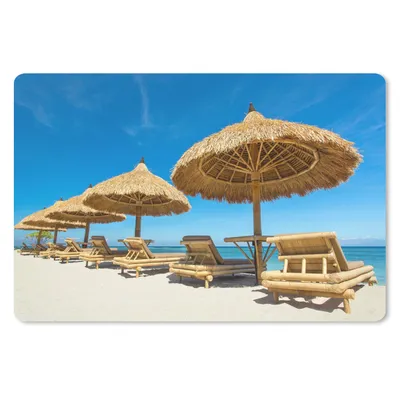 Produktbild von MuchoWow® Schreibtischunterlage Strandkorb - Strand - Sonnenschirm - Meer - Sommer 60x40 cm - XXL Mauspad - Großes Mauspad