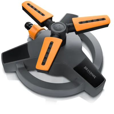 Produktbild von Brandson Kreisregner, 360° Rasensprenger, 3 Arm Rasensprinkler rotierend, Garten Sprinkler für Fläche für Flächen bis 314 m², 60°-90° verstellbar, 8-10 m Reichweite