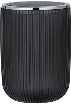 Zdjęcie produktu dla Ibenzoa® Mały kosz na śmieci z pokrywą, plastikowy – 2 litry (14,5 x 20 cm), szary | Kompaktowy kosz na śmieci do łazienki i toalety dla gości