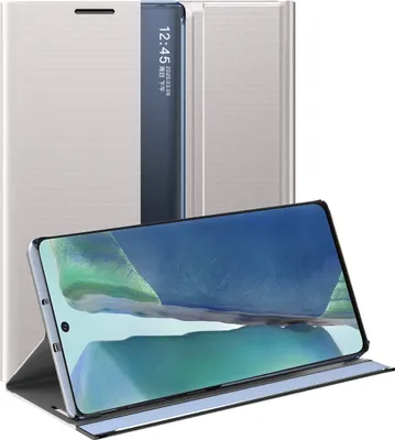 Image de Galaxy Note 20 Case, Slim Flip Leather Case with Window and Stand for Samsung Galaxy Note 20 Silver