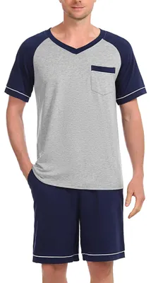 Obrázok produktu pre Pánska letná pyžamová súprava - bavlnené pyžamo s krátkymi rukávmi a nohavicami, veľkosti S-XXL