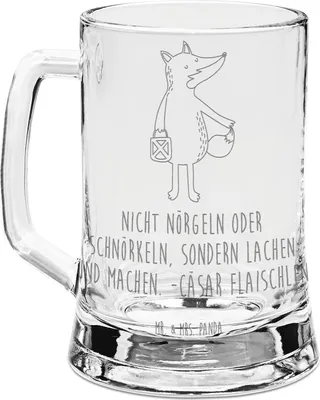 Produktbild von Mr. & Mrs. Panda Krug Fuchs Laterne - Transparent - Geschenk, Humpen, Sankt Martin, Positiv, Gute Laune, Glas Bierkrug, Mit Gravur, Seidel, Optimistisch, Glaskrug