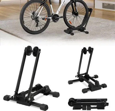 Obrázok produktu pre Hebitod 2 x stojan na bicykel - pre predné alebo zadné koleso, z uhlíkovej ocele, čierny, skladací