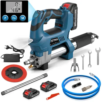Produktbild von 15000 PSI Akku-Fettpresse mit 2 Akkus, Mengenzähler, Kompatibel mit Makita Akku, Bürstenloser Motor, LED-Licht, mit Standard, H und G Fettdüse