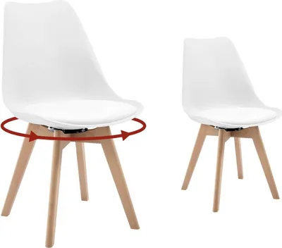 Produktbild von WOLTU Esszimmerstühle drehbar, Design Stuhl, modern, aus Massivholz Kunstleder, Weiß