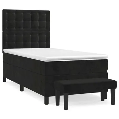 Produktbild von Boxspringbett mit Matratze Schwarz 100x200 cm Samt