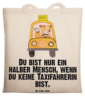 Produktbild von Mr. & Mrs. Panda Tote Bag Taxifahrerin Herz - Transparent - Geschenk, Shopping Tasche, Stoffbeutel, Jutebeutel, Laptoptasche